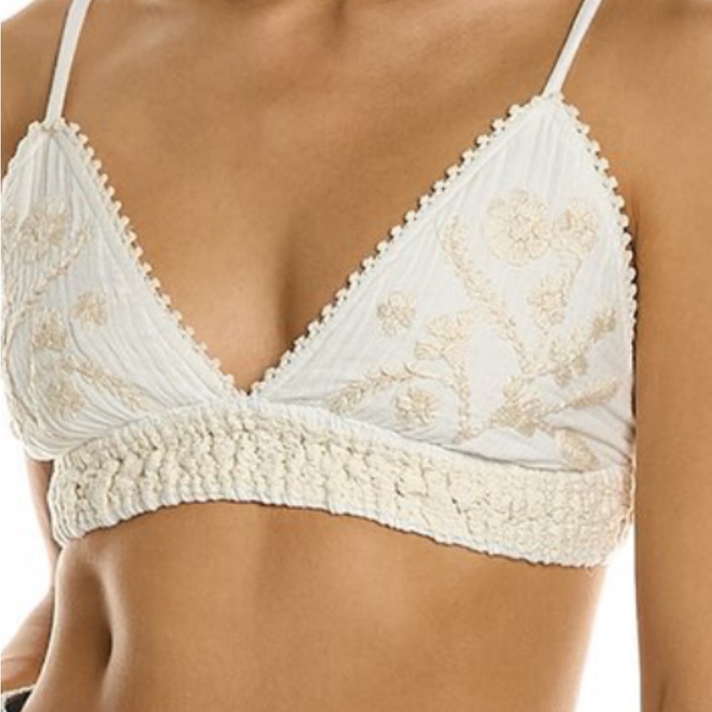 NWT Surf Gypsy Top cotton w floral embroidery tie at back - adjustable straps‎ M